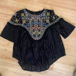 Zara black top with embroidered detail